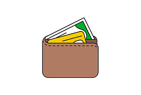 icon of wallet with an income tax refund in it