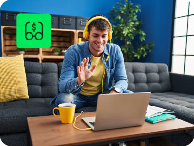 person using H&R Block Self-Employed Online Tax Filing with unlimited expert tax help feature on laptop