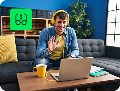 person using H&R Block Self-Employed Online Tax Filing with unlimited expert tax help feature on laptop