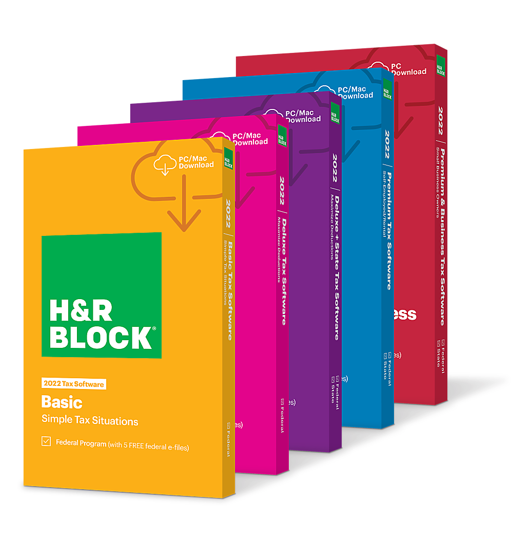 H&R Block tax software boxes
