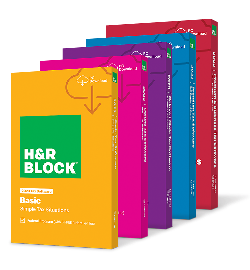 H&R Block tax software boxes