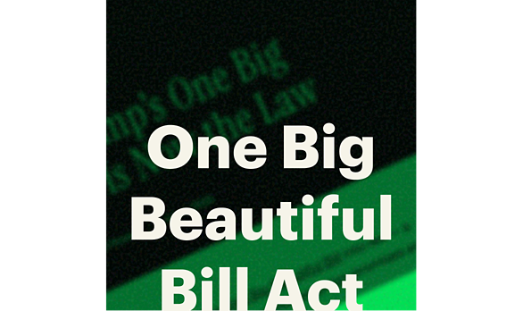 Banner image with text overlay about 2025 tax changes under the One Big Beautiful Bill Act (OBBBA)