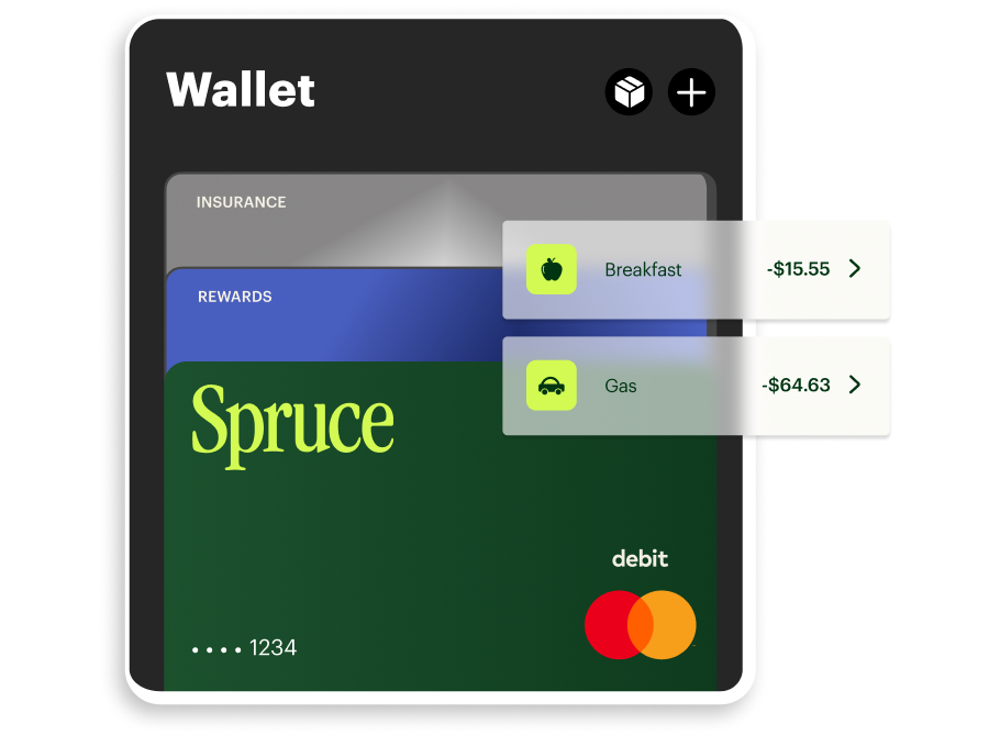 mobile wallet with the spruce debit card