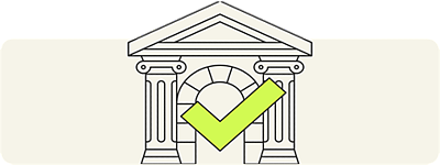 bank illustration with checkmark