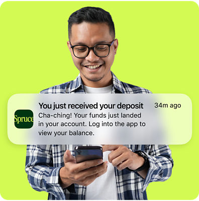 Early direct deposit feature with Spruce mobile banking