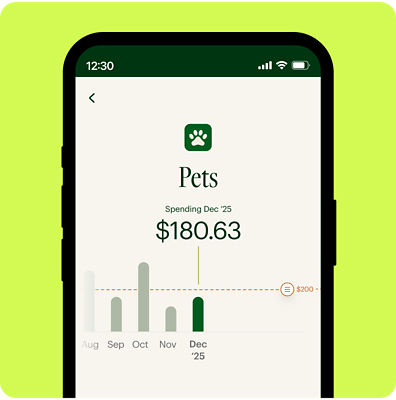 Budgeting tools in the Spruce app with personalized watchlist