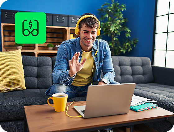 person using H&R Block Self-Employed Online Tax Filing with unlimited expert tax help feature on laptop