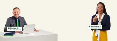 H&R Block Tax pros Michael O and Antoinette P. 