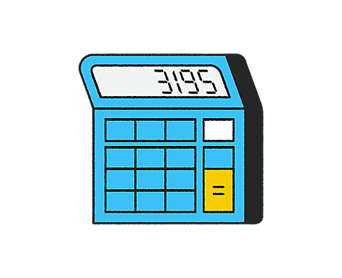 icon of blue tax calculator estimating a refund