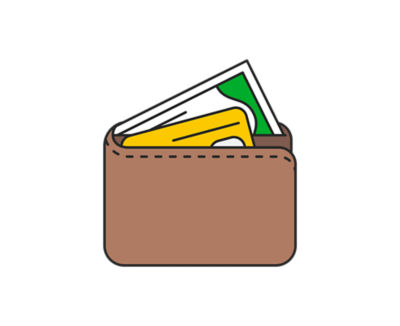 icon of wallet with an income tax refund in it