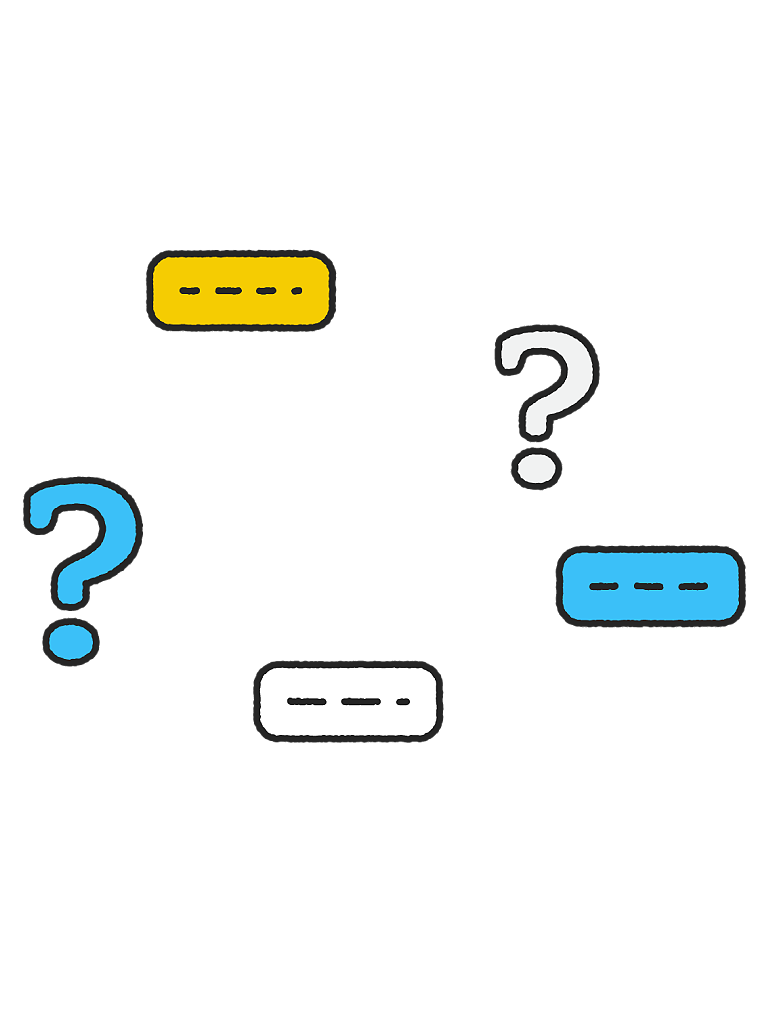 Illustration of chat icons and question marks