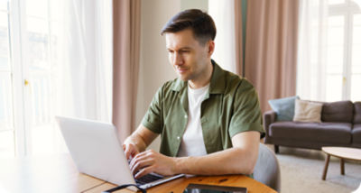 diy client on laptop in living room