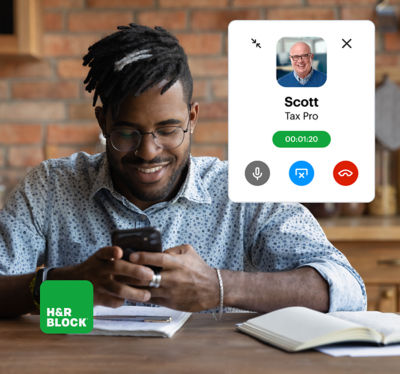 man video chatting with tax pro Scott on his mobile device