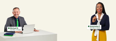 H&R Block Tax pros Michael O and Antoinette P. 